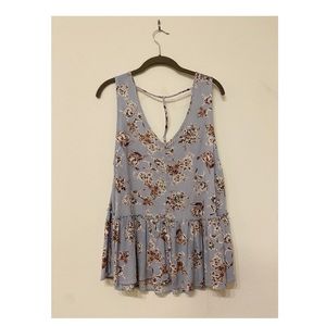 Blue boho floral top SZ M